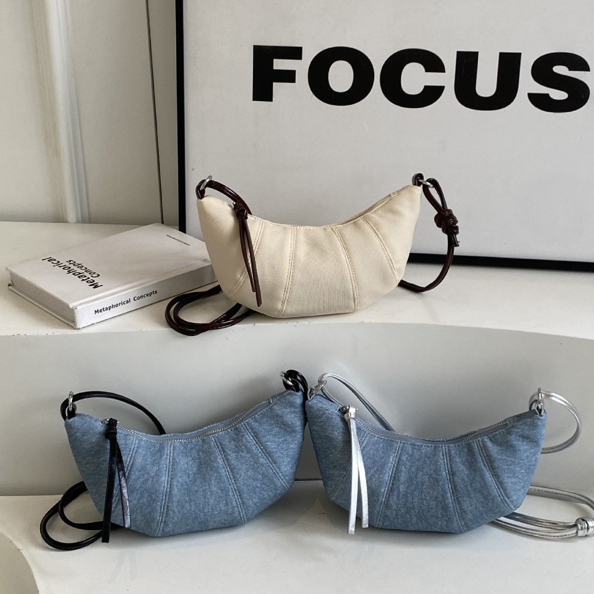 Denim for women's 2024 new fashionable casual shoulder niche trend, super hot crossbody bag, cowhide bag_senzul.com