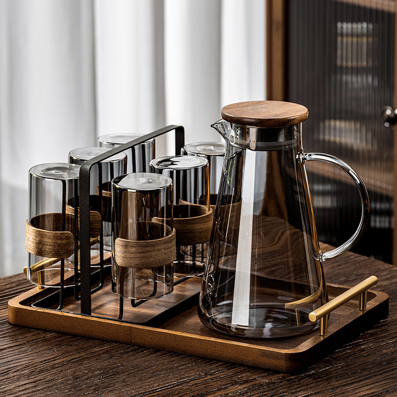 Nueva taza de agua de vidrio resistente a altas temperaturas china, sala de estar doméstica, tetera de té de lujo ligera y de alta calidad