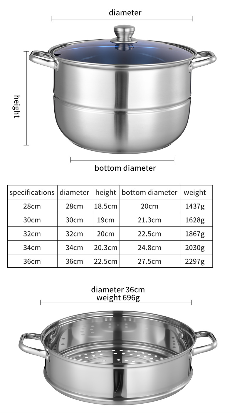 Stainless Steel Multifunctional Soup Pot And Steamer Cookware Set_voghion.com