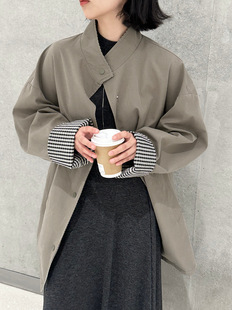 江左 Atmosphere Library double -sided can wear black and white grid high -quality silk lazy windbreaker jackets female autumn 1228