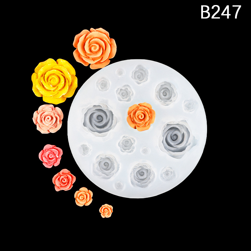 Fondant DIY Rosa molde con hojas flor resina mousse pastel mousse de chocolate decorativo aromaterapia molde