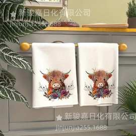 跨境亚马逊temu热销厨房主题洗碗巾超细纤维热转印毛巾量大可谈