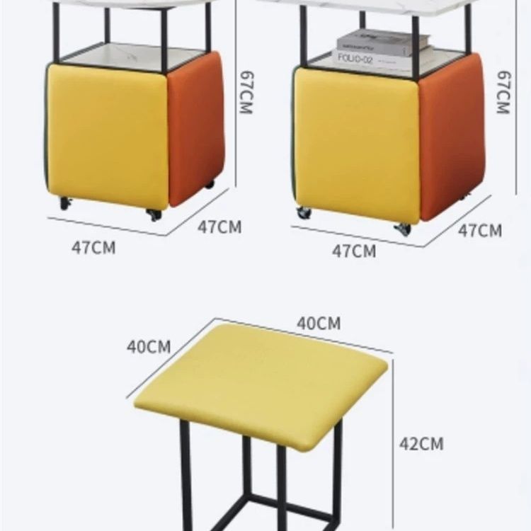 Diseño redondo de diseño popular para casas pequeñas, taburete combinado de almacenamiento multifuncional simple y moderno de hierro forjado.