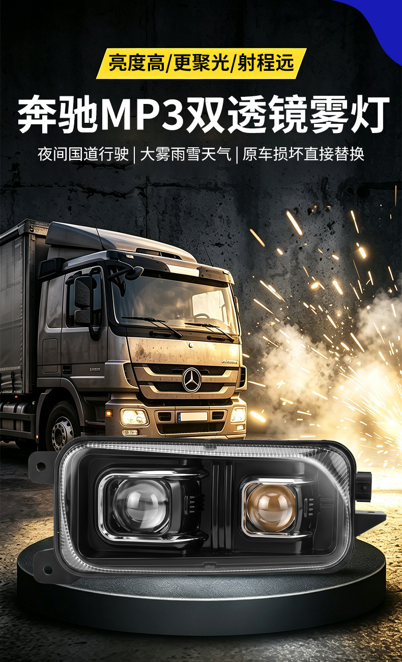 Suitable for Mercedes-Benz LED fog light assemblies, truck front fog lights, and dual-lens fog lights