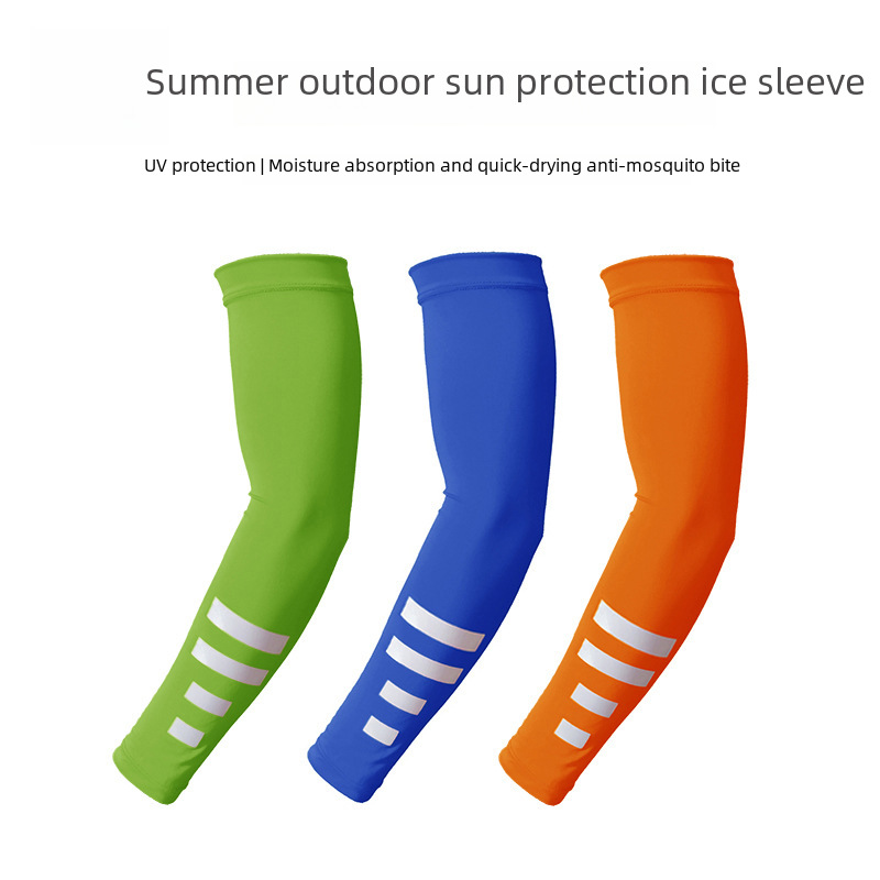 Outdoor Sun Protection Sleeves, Quick-Drying Cycling Arm Sleeves, Night Running Sports Protective Gear, Reflective Solid Color Ice Silk Sleeves, Sun Protection Sleeves