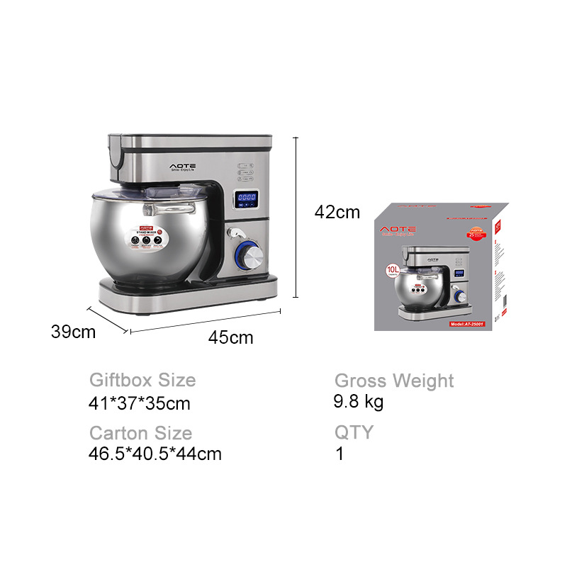 AOTE High Power Stainless Steel Chef Machine And Noodle Machine 10L Mixer Cross Border Stand Mixer_voghion.com