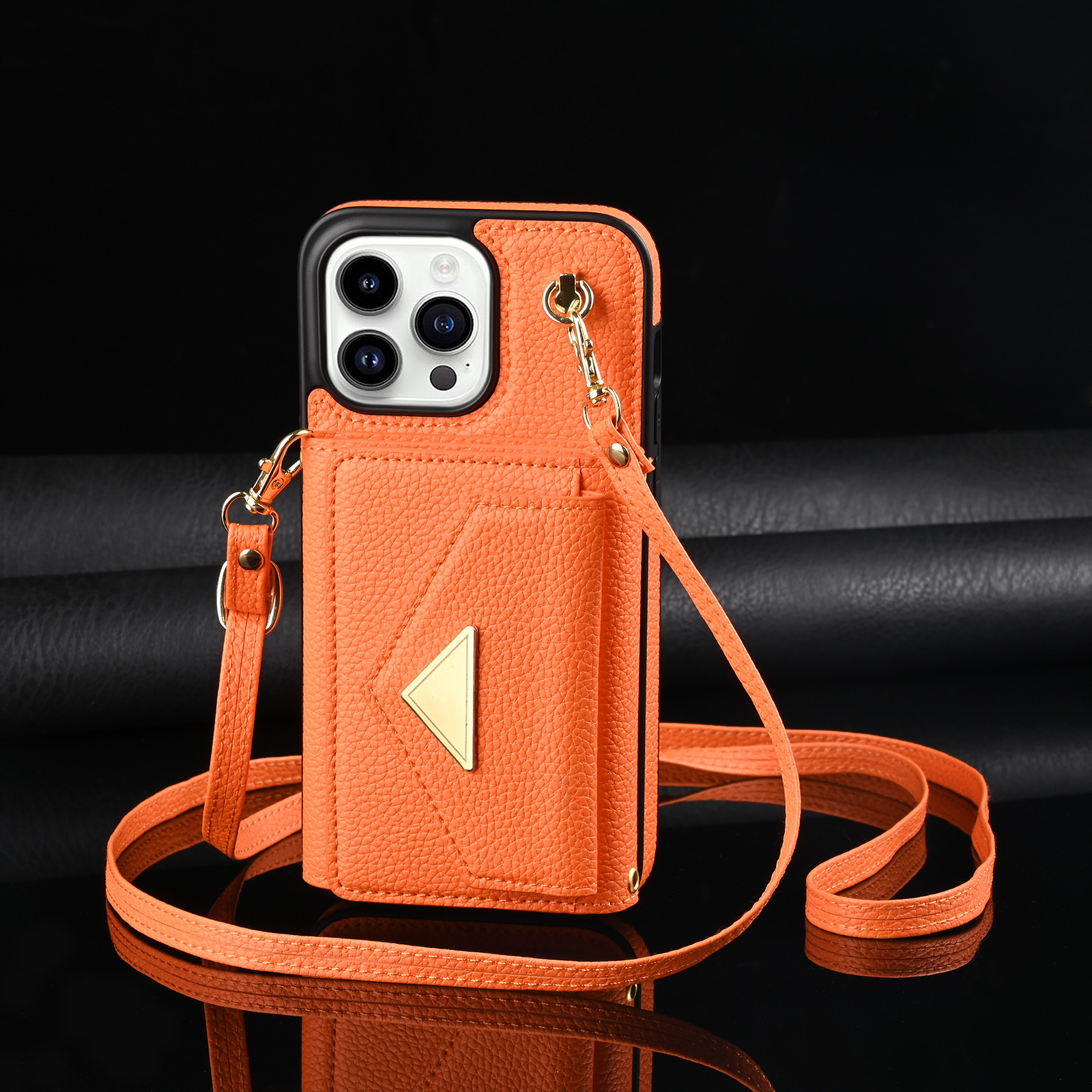 110g Weight iPhone Applicable Brands Pu Leather Material Solid Color Pattern Retro Style Retro Solid Color Pu Leather   Phone Cases 无