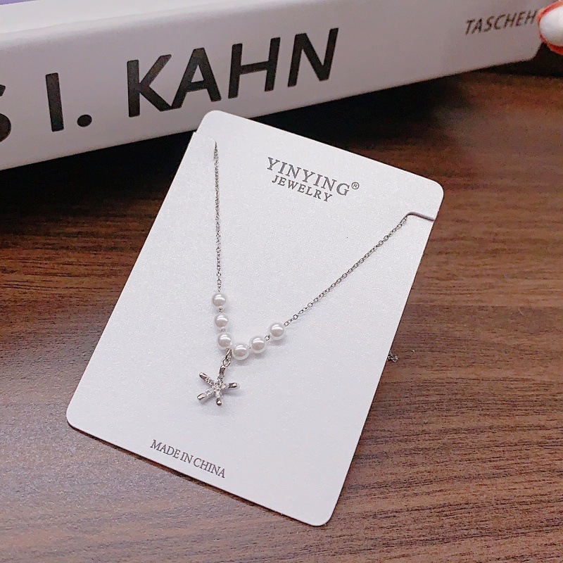 진주 다섯잎 꽃 펜던트