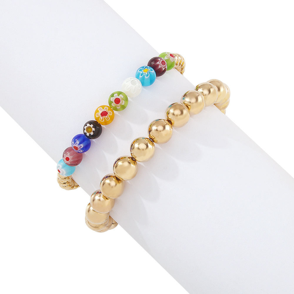 Fashion Colored Glass Beads Alloy Bracelet Wholesale Nihaojewelry display picture 3