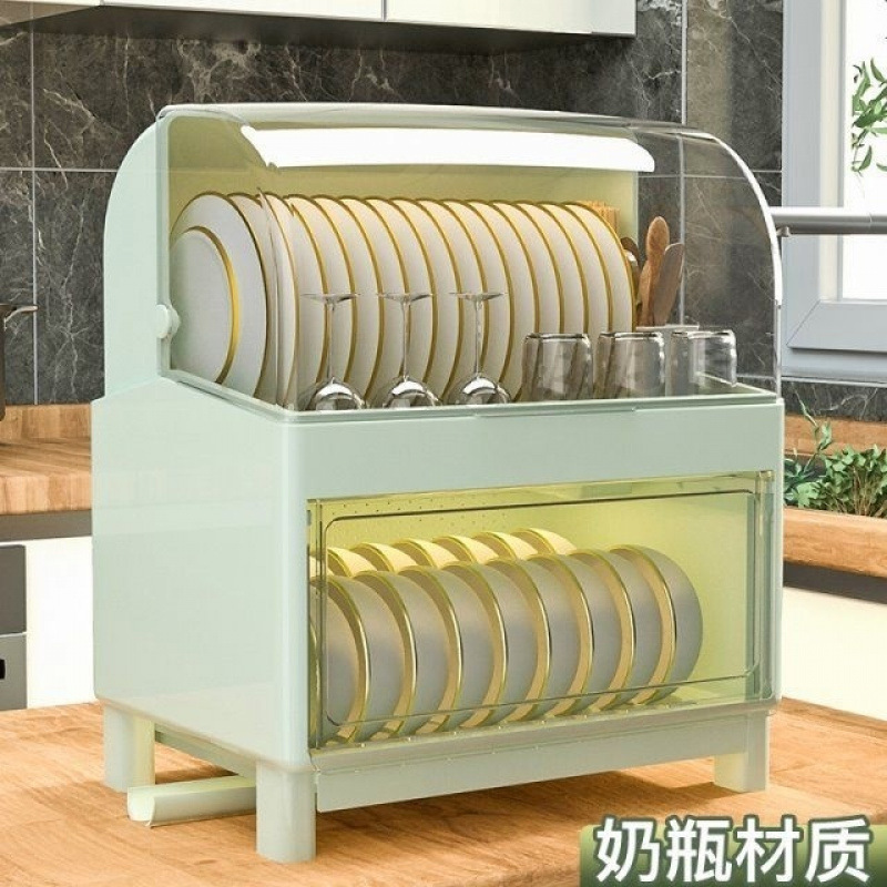 Kitchen Dish Rack, Tableware Storage Box with Lid, Tableware Storage Box, Dish Drain Rack, Plastic Cupboard for Home Use