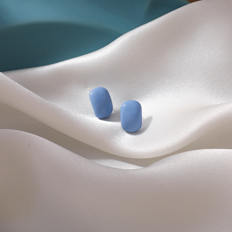 Fashion blue flowers pearl earrings