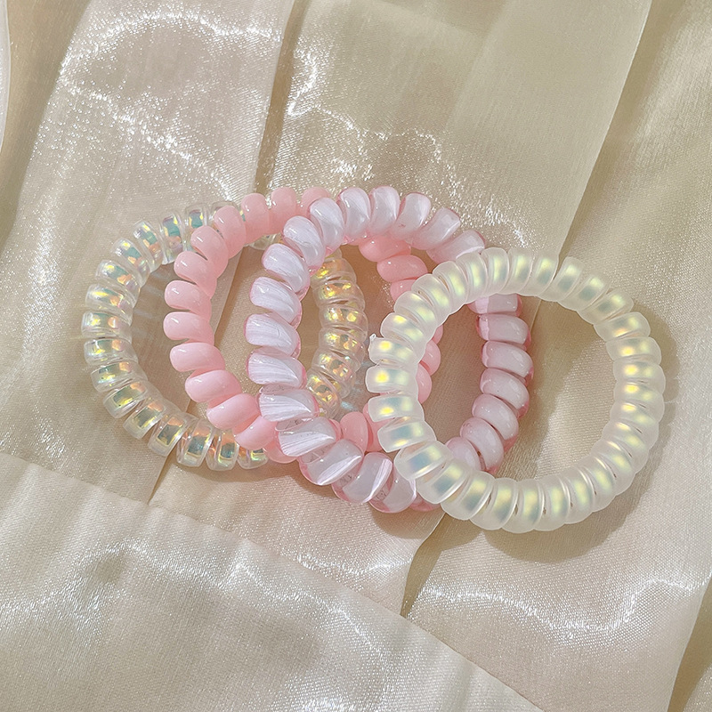 Gradiente de color gelatina línea telefónica cabello anillo cabeza cuerda para mujeres 2025 nueva banda de goma de cola de caballo alta toque de sombrero sin rastro temperamento