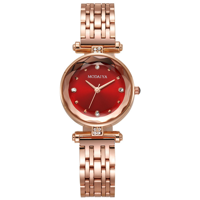 Transfronterizo transmisión en vivo elegante ronda estudiante femenina reloj de cuarzo de diamante de moda coreana mujer multi-color dial correa de acero reloj femenino