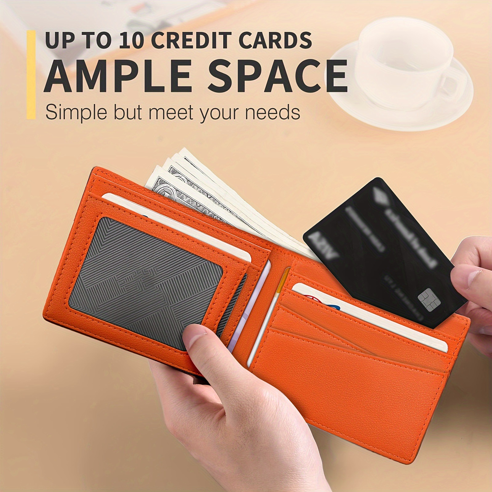 Amazon corto color sólido ultra delgado dólar multi-tarjeta RFID bolso anti-robo bolso de mano de negocios de lujo ligero billetera de hombre