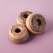 实木甜甜圈木制儿童过家家厨房仿真甜点玩具仿真甜甜圈摆件