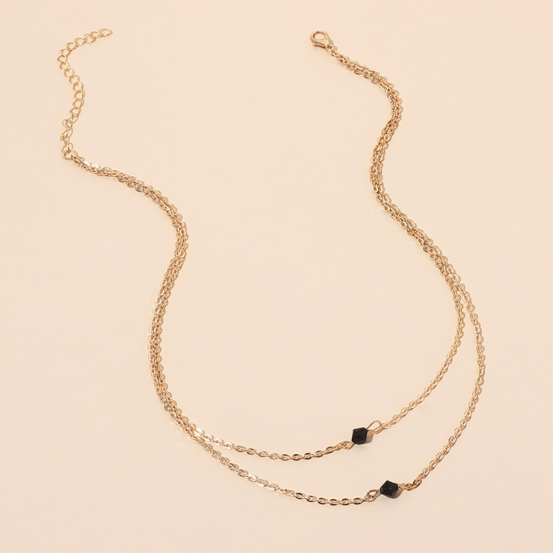 black crystal multi-layer necklace
