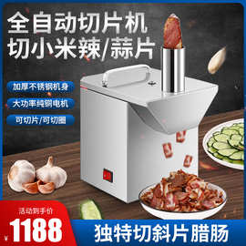商用多功能自动切片机 直切斜切腊肠辣椒腊肉水果蔬菜 电动切片器