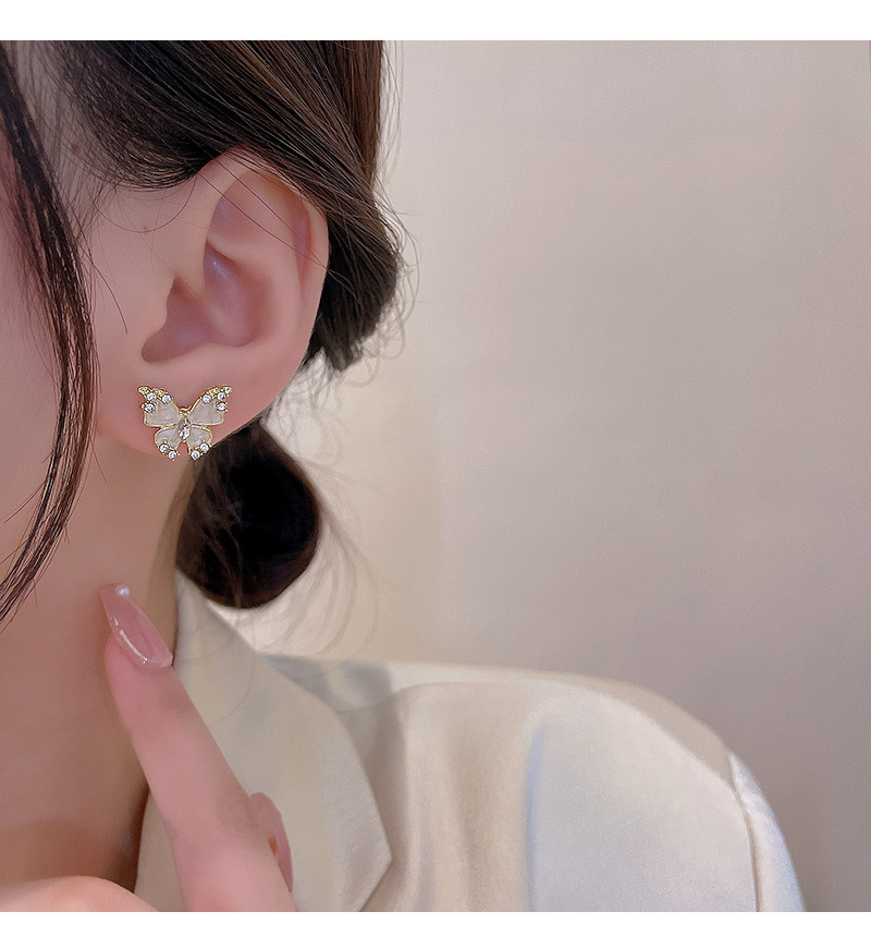 1 Pair Sweet Butterfly Alloy Inlay Zircon Womenu0027S Ear Studs
