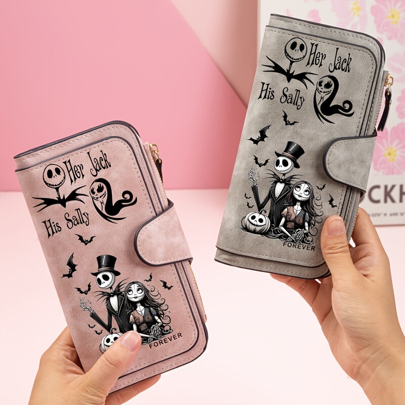 ins style dark gothic portable wallet, Christmas night horror fan couple style multi-compartment clutch bag ins style dark gothic portable wallet, Christmas night horror fan couple style multi-compartment clutch bag