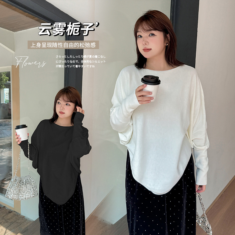 Inno Plus-Size Women's Korean-Style Lazy Batwing Sleeve Long-Sleeve Sweater Autumn New Irregular Top 323072
