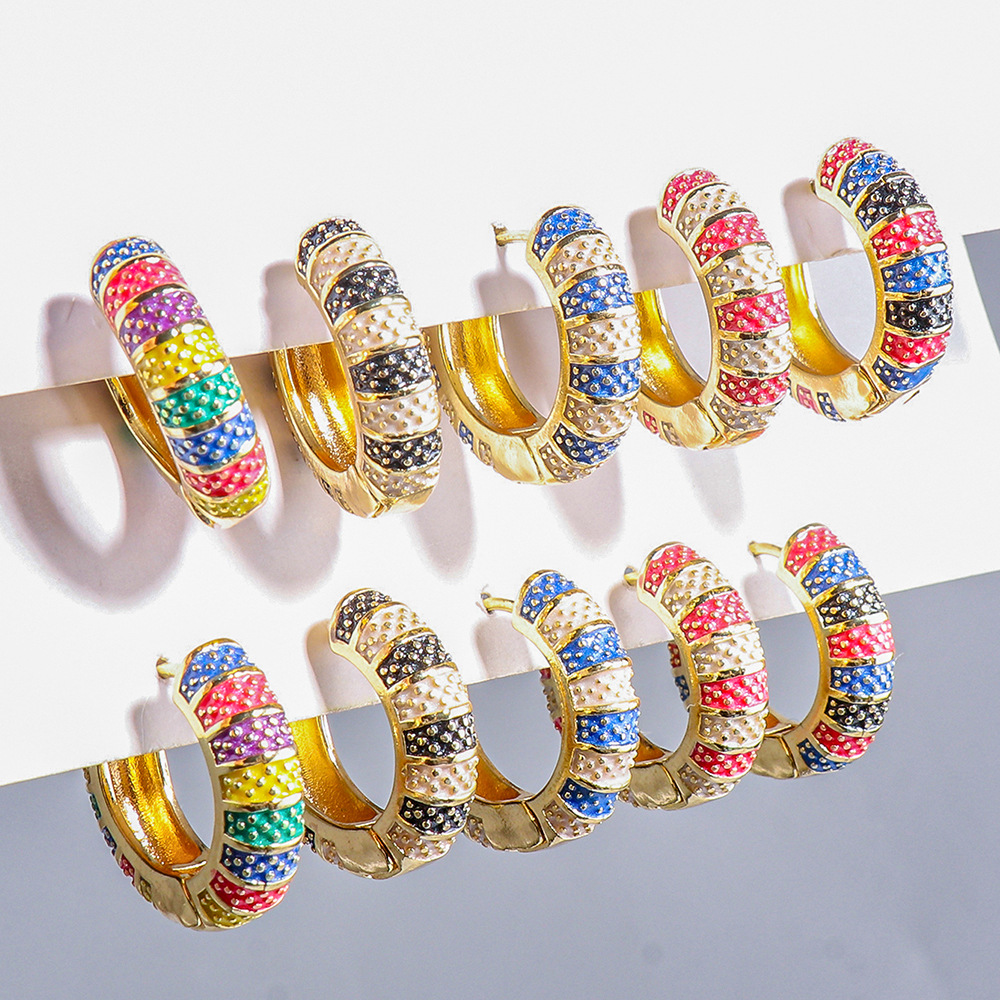 Wholesale Jewelry Geometric Stripe Pattern Multicolor Copper Earrings Nihaojewelry display picture 19