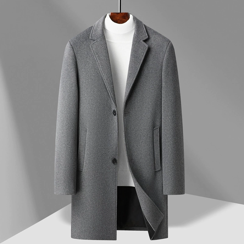Long woolen woolen coat, fashionable suit, demi-season jacket, mid-length