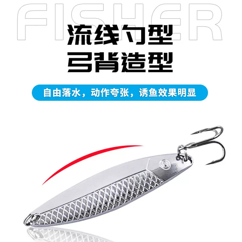 跨境工厂定制批发仿生假饵鱼型亮片裸片单钩三本钩路亚铁板路亚饵