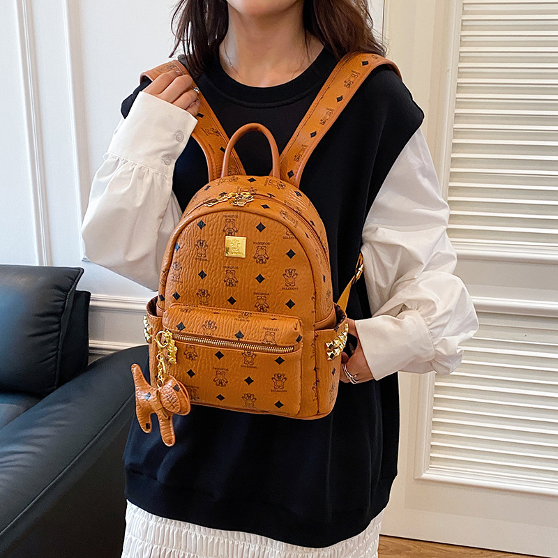 Nueva mochila coreana encantadora impresión oso mochila de estudiantes de gran capacidad para trabajar bolsas de mano de mujer