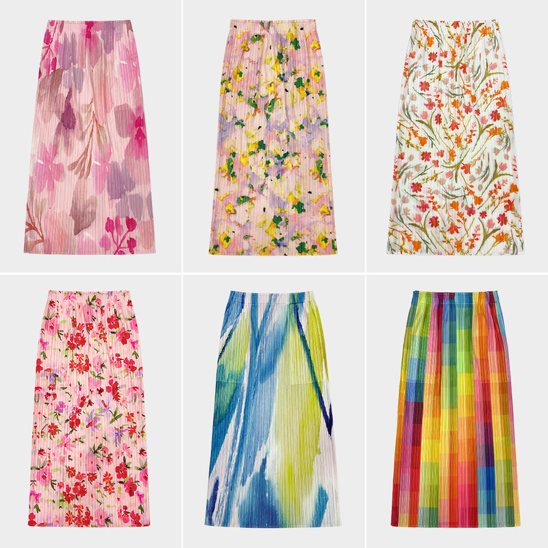 2026 Skirt Collection Summer New A-Line Skirt Women's Mid-Length Skirt with Unique Design and Printed High Waist Skirt
