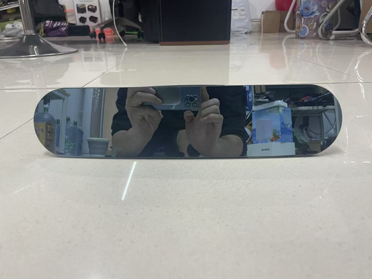 Car Rearview Mirror Frameless Large Vision Blue Mirror Anti-glare Wide Angle