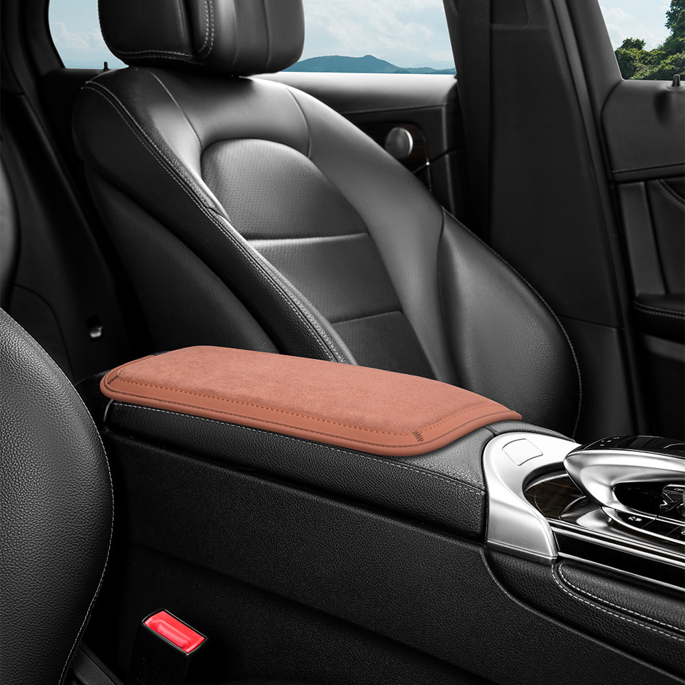 Car Armrest Pad Faux Leather Comfortable High Elastic Sponge Elbow Support