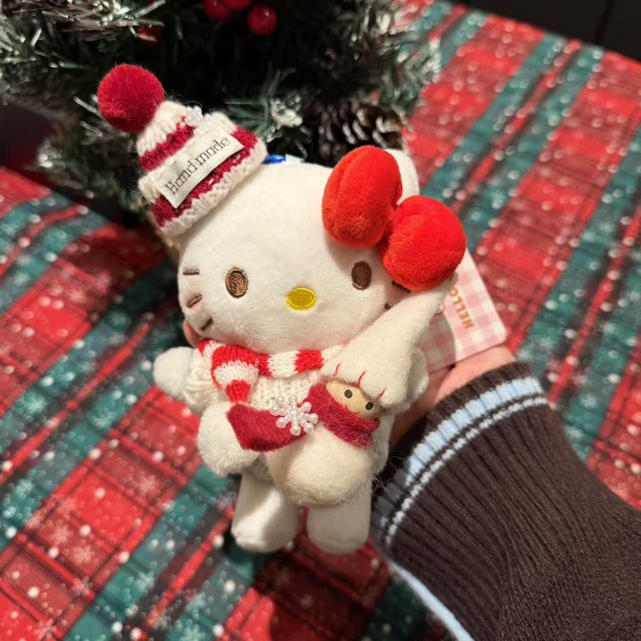 Genuino clásico KT Hello Kitty mochila bolso colgante dibujos animados lindo hellokitty llavero muñeca de felpa mujer