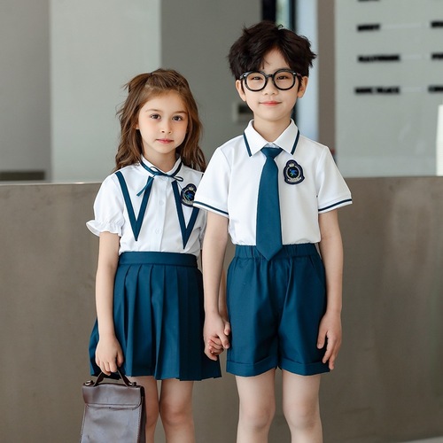 Blue Kindergarten school uniforms for girls boys graduation photos shooting outfits school class choir reading performance suit for children