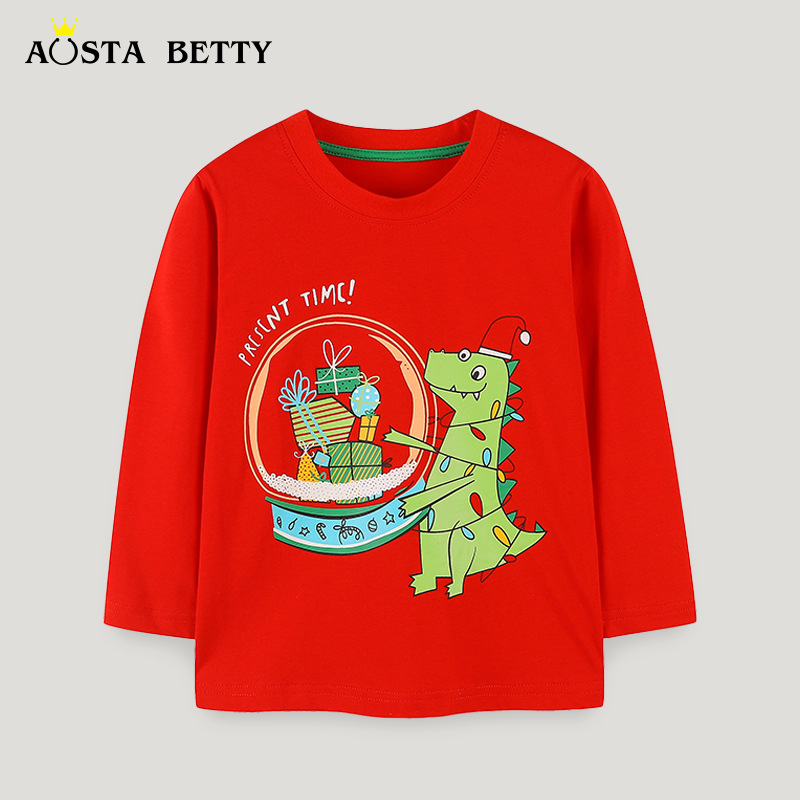 Kids Long Sleeve Cartoon T-Shirt Christmas Style