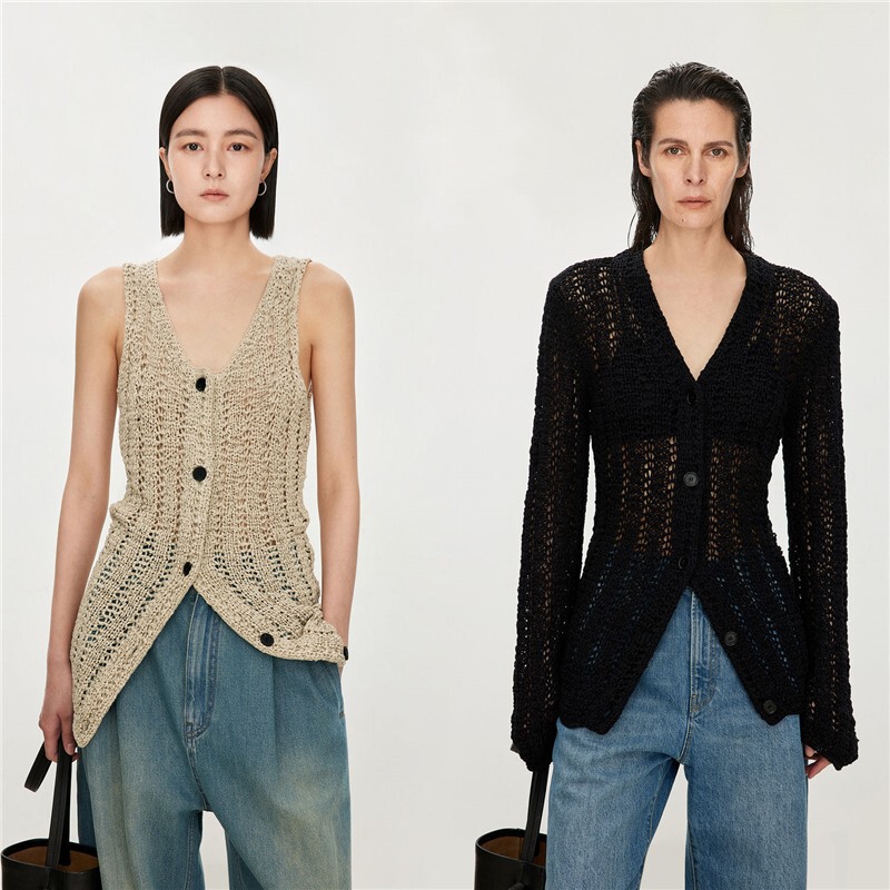 White Hollow Knitted Long Cardigan 2025 Summer Hollow New Coat Blouse Design Loose Top