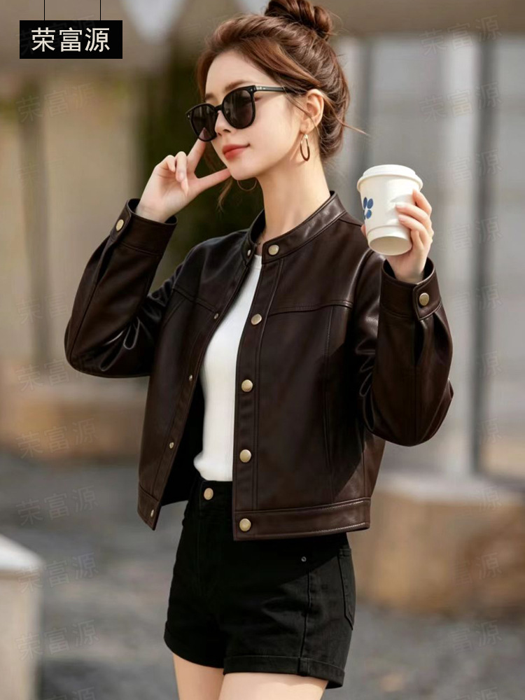 Qadın süni dəri gödəkçə, yaz-payız üçün casual model