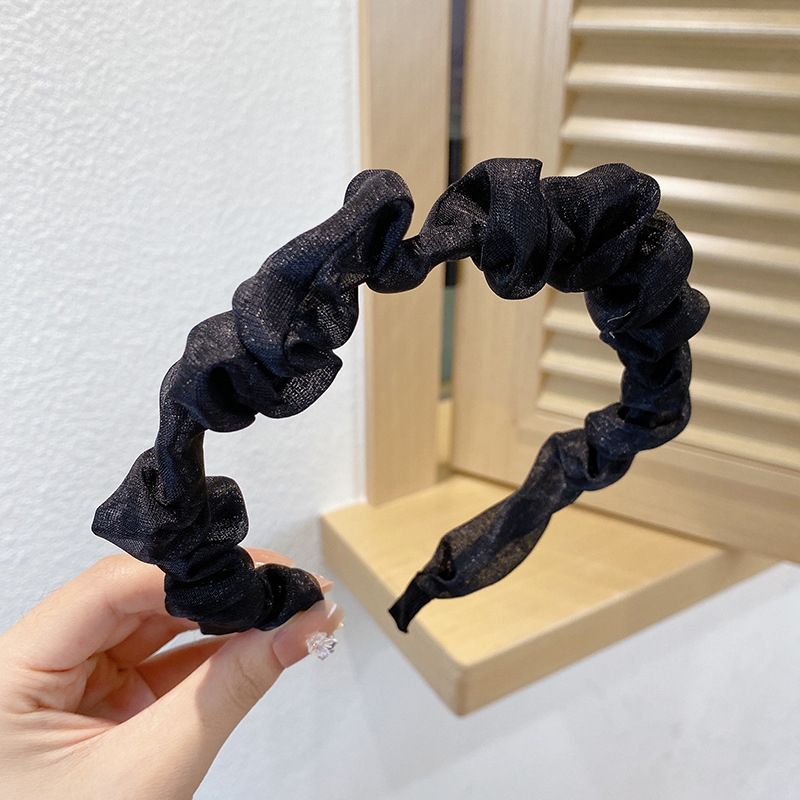 Banda para el cabello con pliegues en la parte superior del cráneo alto, horquilla de lavado de cara negra 2025 nuevo paquete de cabello a presión rojo neto, diadema de todo fósforo para mujeres