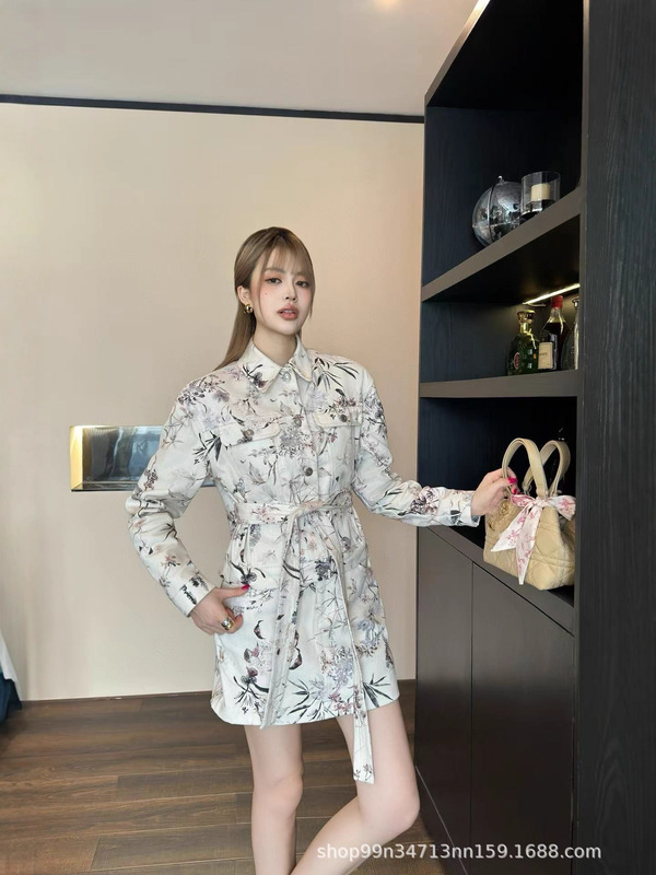 25早秋新款深圳南油复古花卉高级感翻领系带夹克外套不对版免费送|undefined