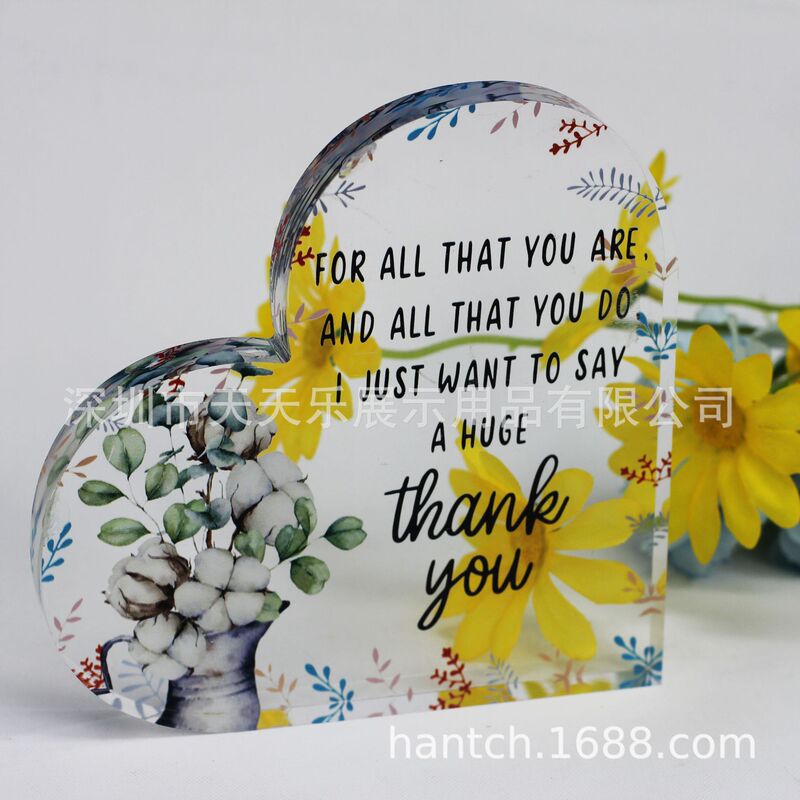 Personalized Production Hot Selling Acrylic Heart-Shaped Photo Frame Thank You Expression Photo Frame Company Delivers Exquisite Reward Photo Frame to Employees