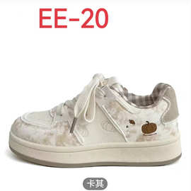 蓓尔2025夏季小白鞋新款韩版网面学生厚底单曲i板鞋休闲鞋女B2306