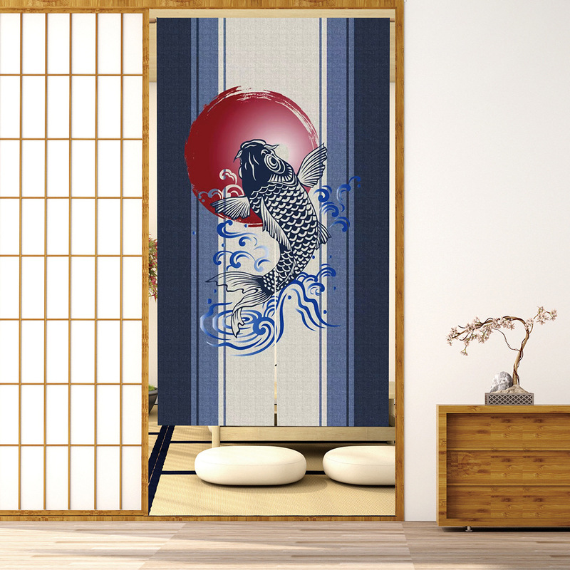 Door Curtain Japanese Fabric Fish Lengthening 150cm Heat Transfer Printing Kitchen Living Room Dining Room Bedroom Punch-Free Door Curtain Japanese Fabric Fish Lengthening 150cm Heat Transfer Printing Kitchen Living Room Dining Room Bedroom Punch-Free