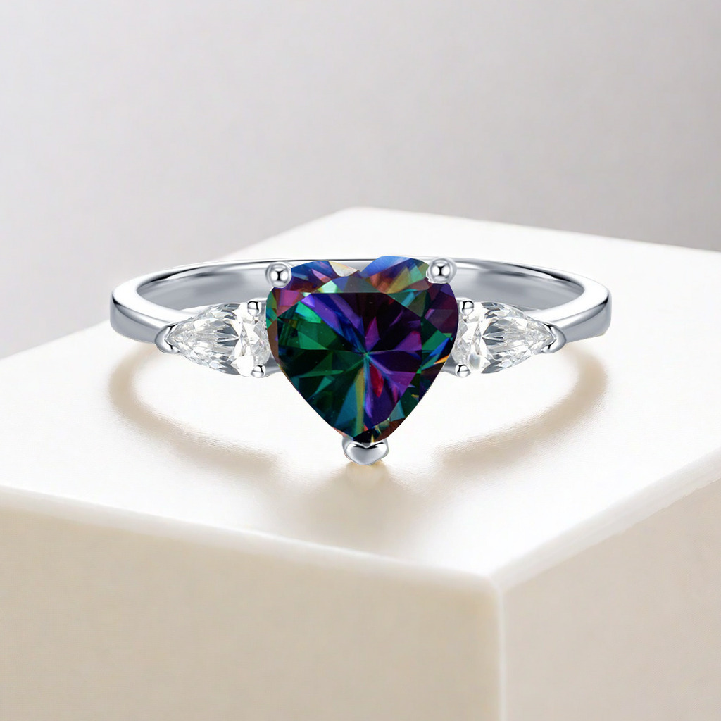 2024 nuevo corazón de plata S925 8 * 82 quilates color Moissanite Seiko completo diamantes anillo micro-incrustado Europa y América transfronterizos