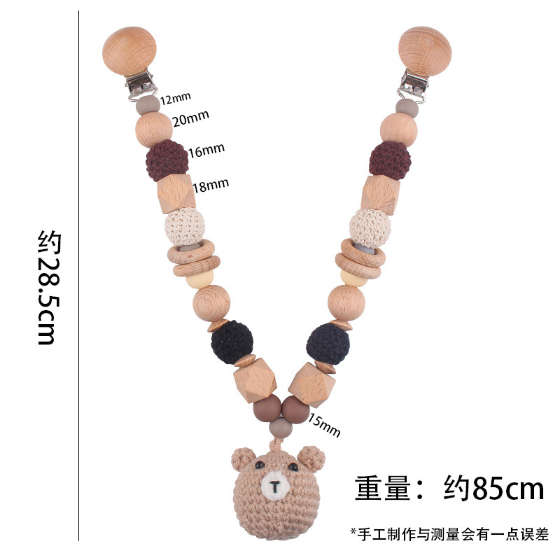 Cadena de chupete de bebé Campana de cama de bebé de madera Muñeca de ganchillo cordón anti-pérdida Cochecito de bebé Hanging toy