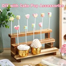 简约木制蛋糕收纳架甜点在桌面派对木制棒棒糖支架多用途支架