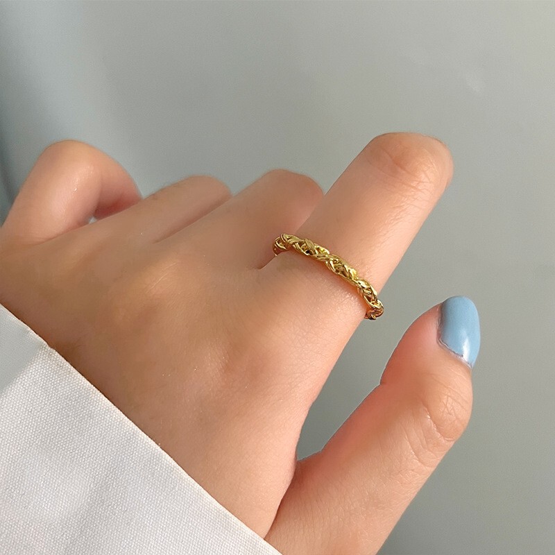 新中式复古沙金开口可调节戒指女新款时尚甜美轻奢小众精致指环|undefined