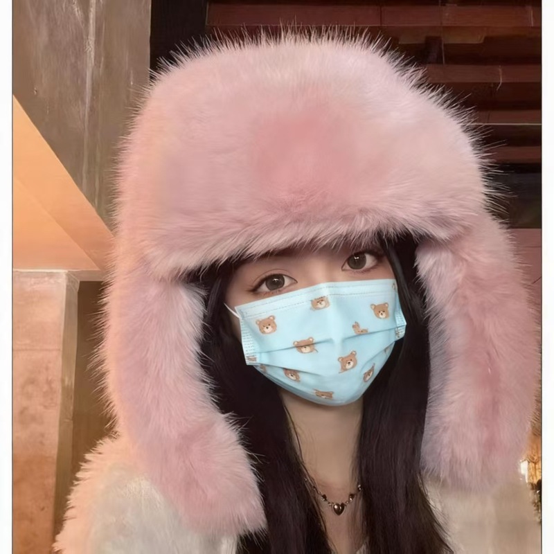 冬季防寒雷锋帽子户外防风毛绒护耳帽女加绒保暖滑雪防摔女款帽子|undefined