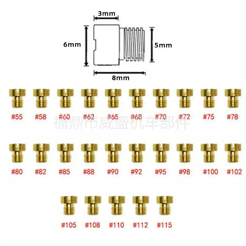 25PCS M5 main injection 55-115 Main Jet main hole for PWK PE Keihin OKO CVK
