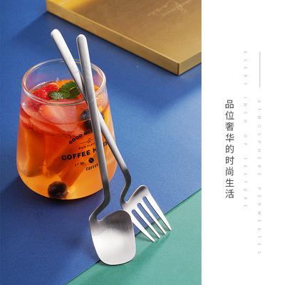 创意304挂壁勺马克杯小勺子甜品刀叉咖啡奶茶搅拌调羹蛋糕铲批发|ms