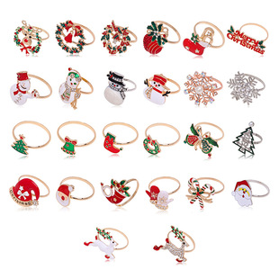 Cross-Border Christmas Napkin Ring Ritual Hotel Decoration Table Setting Diamond Exquisite Christmas Napkin Ring Wholesale