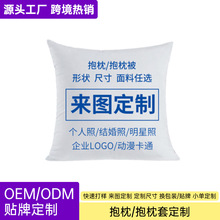 定制印花抱枕 家居沙发抱枕装饰靠枕短毛绒抱枕套含枕芯床头靠腰